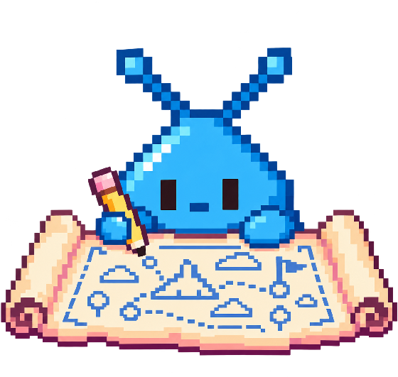 Blobby drawing the roadmap